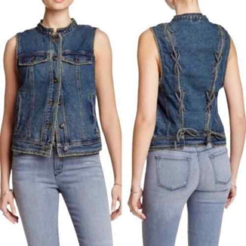 Free People Lace up denim vest